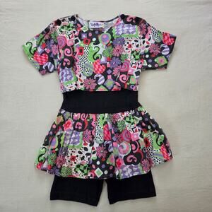 Vintage 80s Bright Twirly Romper kids 9/10